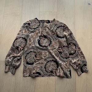 Vintage Paisley Alfred Dunner Blouse Black/Gold/Beige Top